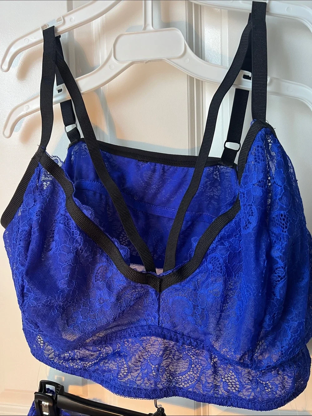 Lace Bralette and Bikini Set - Cobalt Blue No Size Tag tape measured Size 18”